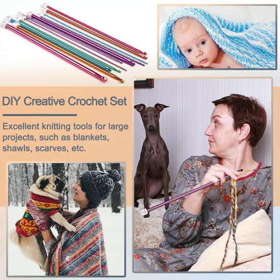 11pcs Tunisian Multicolor Afghan Crochet Needles {3}