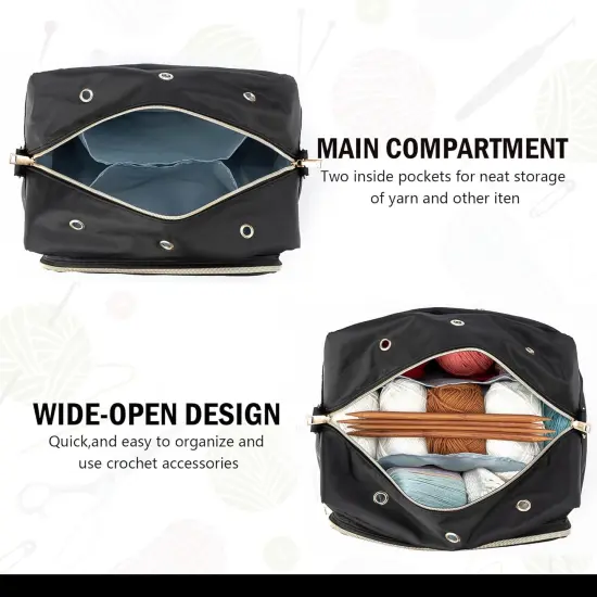 Crochet Bag, Yarn Storage Organizer (BLACK) {2}