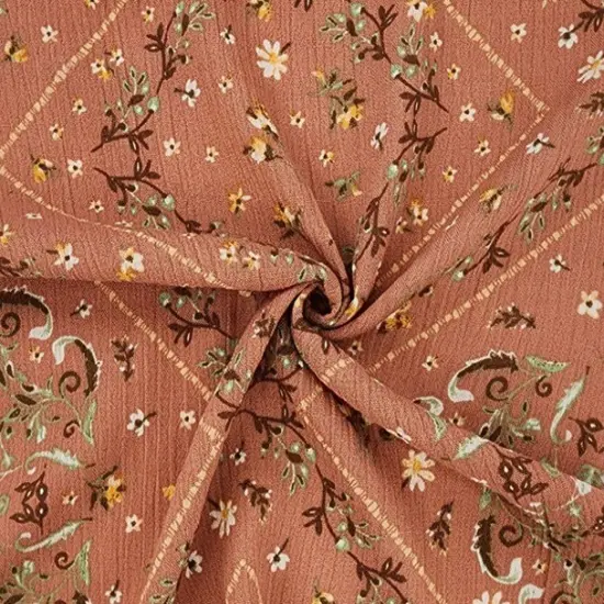 1 Yard Canyon Sunset Rayon Crinkle Fabric, 100% Rayon, 50/52" Wide, Lightweight Apparel Material {1}