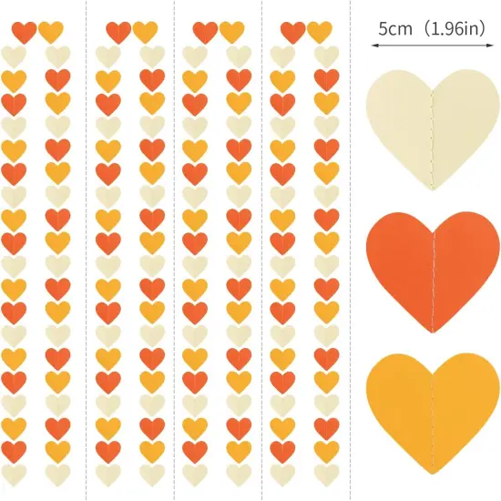 52Ft Fall Autumn-Light-Yellow Orange Party-Decorations Heart Garland-Streamers {2}
