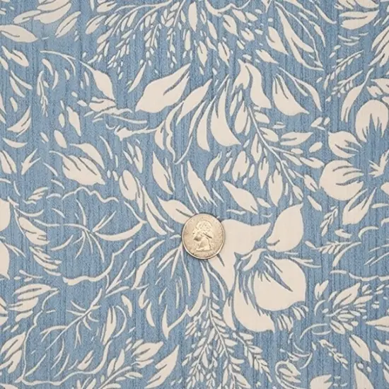 Yoryu Chiffon Denim 1 Yard Blue Lightweight Crinkled Polyester Fabric, 57/58" Wide {3}