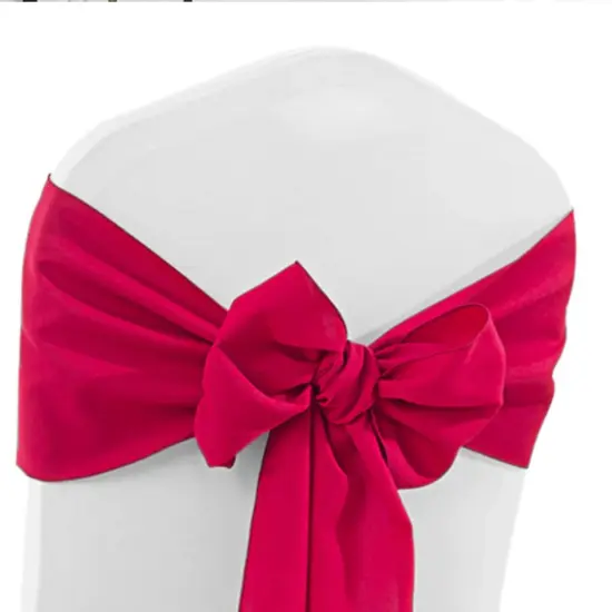10 Pieces Apple Red Elegant Polyester Chair Sashes 8"x108" for Weddings & Events {4}