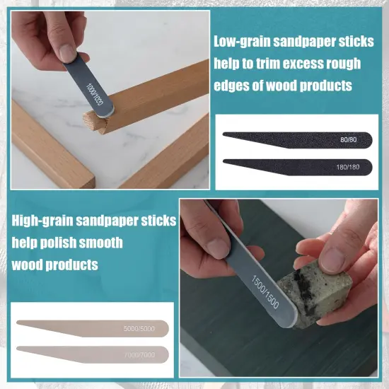 Honoson 20 Pcs Sanding Sticks for Plastic Models Polishing Sticks Assorted Metal and Wood Sanding Tools Accessory for Model Craft Amateur Beginner(Low Grits Rating,Stylish Style) {5}