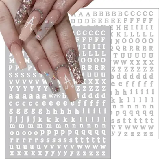 8 Sheets Alphabet Nail Stickers 3D {2}