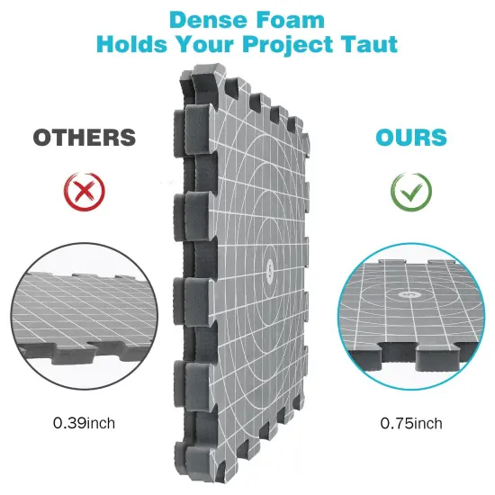 Yrangee Blocking mats for Knitting & Crochet Projects, 2 in 1 Double Side Extra Thick Knitting Blocking Mats with Circle and Lines Blocking Board with 150 T-Pins and Storage Bag {4}