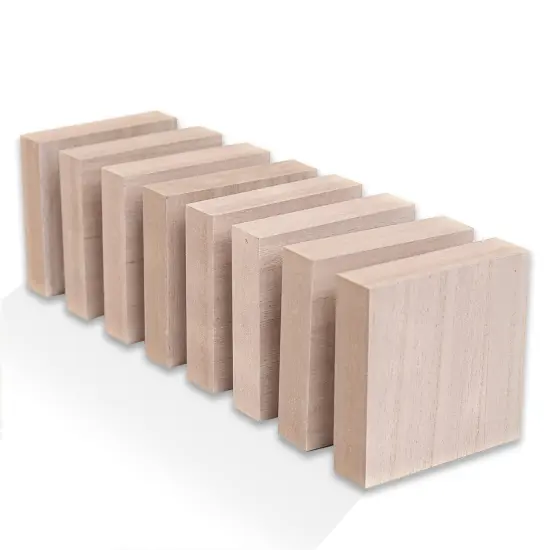 (8-Pack) - 4&rdquo; x 4&rdquo; Wooden Blocks for Crafts - 1-Inch Thick Square MDF Blocks - Smooth Surface with Wood Grain Pattern - Highly Customizable Blank Wood Squares {2}