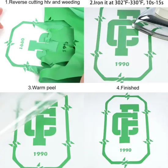 12 Feet Gloss Adhesive Light Green Iron on Vinyl {2}