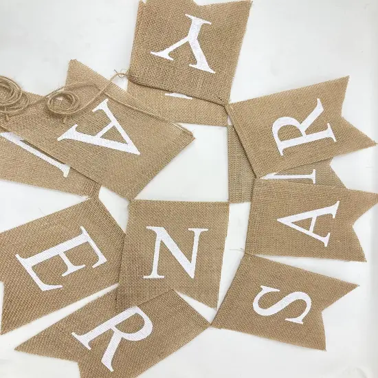 Happy Anniversary Burlap Banner for Wedding Anniversary Decorations {5}