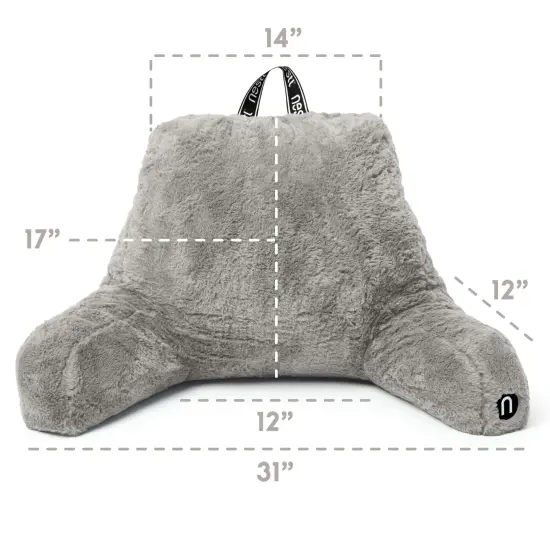 Nestl Fur Reading Pillow with Laptop Lap Desk Light Grey {5}