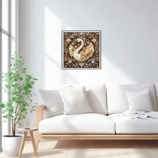 Diamond Painting Swan Flower Diamond Art Kits for Adults, Special Shaped Rhinestone Diamond Painting Kit for Beginner, Partial Drill Gems Art Craft for Home Wall Decor 12x12 inch {2}