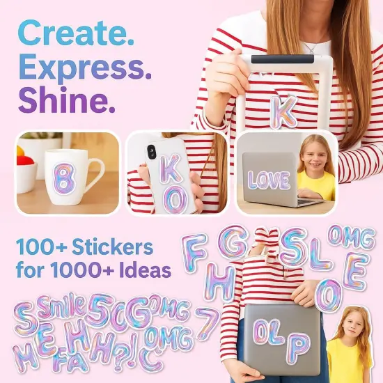 100pcs Custom Balloon Letter Stickers for Water Bottles {4}