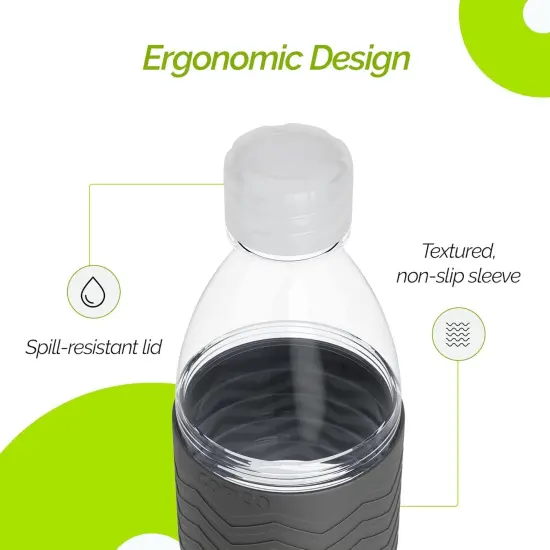 2 Hydra Water Bottle with Spill-Resistant Lid - Gray {4}