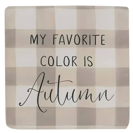 Fall Gingham Resin Coaster Set &ndash; Set of 4 Autumn Themed Drink Coasters with Cork Backing & Plaid Designs {3}