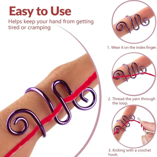 4Pcs Crochet Ring + 60Pcs Stitch Markers Adjustable Crochet {4}