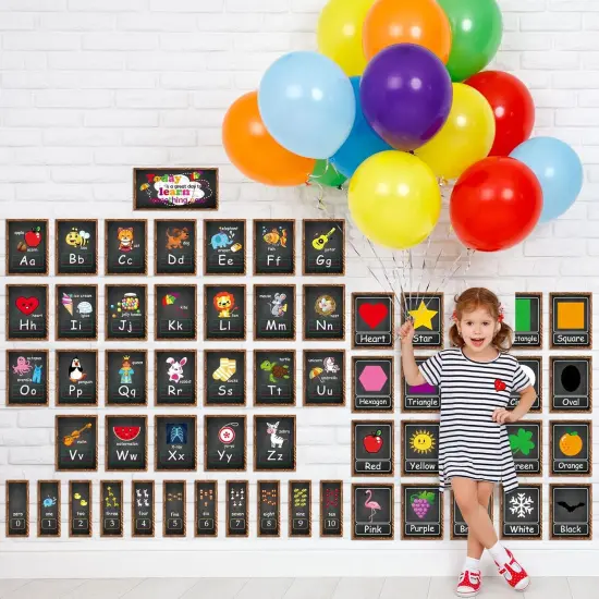 58 Pieces Educational Preschool Cards Kids Early Learning Poster Alphabet Number {5}