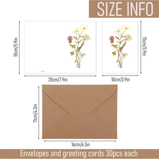 30 Pack Blank Cards with Envelopes, Elegant Floral Design Blank Cards, Greeting Card for Thank Love Sympathy, Card and Envelopes Stationary Set for All Occasions (4" x 6") {2}
