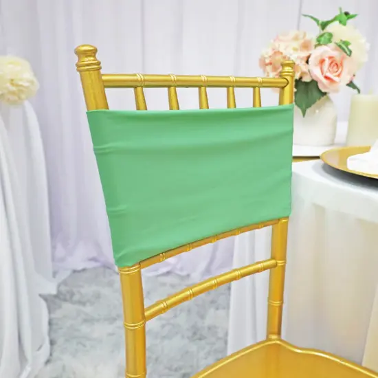 10 Pieces Sage Green Spandex Chair Bands for Banquet Chairs 7 x 13 Inches {2}