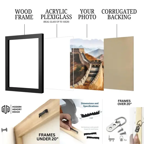 Modern 14x46 White Picture Frame with Glass - Poster Frame {5}