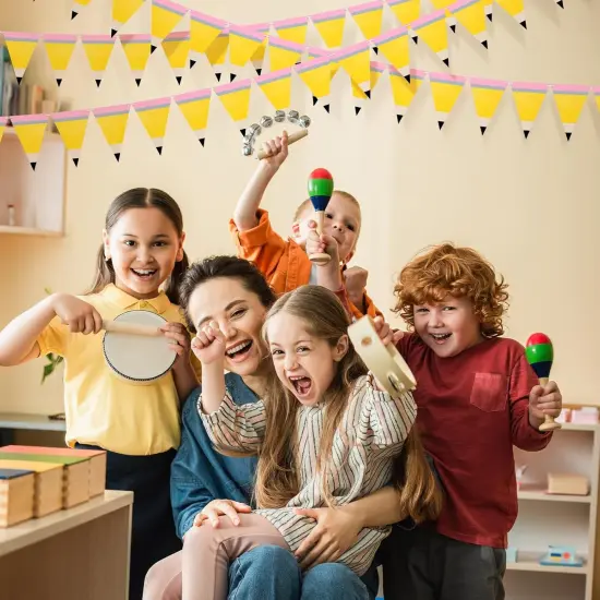 5 Pcs Pencil Shaped Paper Pennant Banners Back to School Classroom Decorations {4}