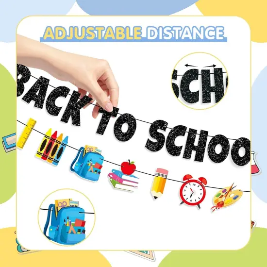 Back to School Banner Black Glitter {3}