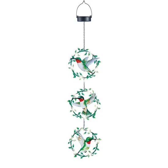 Collections Etc Solar Powered Hummingbird Wreaths Garden Mobile {2}