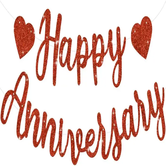 Red Happy Anniversary Banner {1}