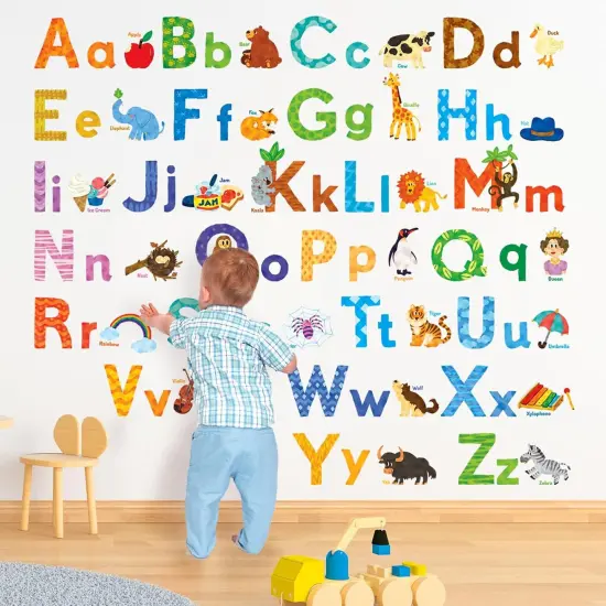 Watercolour Animal Alphabet ABC Kids Wall Stickers {2}
