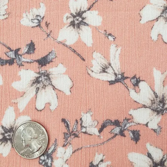 1 Yard Lightweight 50/52" Wide Crepon for Dresses & Skirts Coral Rayon Crinkle Fabric {1}