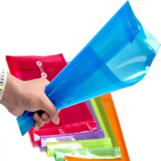 12 Pack Assorted Colors Plastic Envelopes {4}