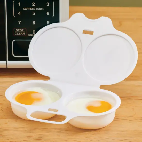 Collections Etc Microwave Double Egg Poacher, Dishwasher Safe {1}