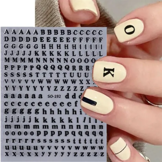 8 Sheets Letter Nail Stickers Gold Silver English {4}