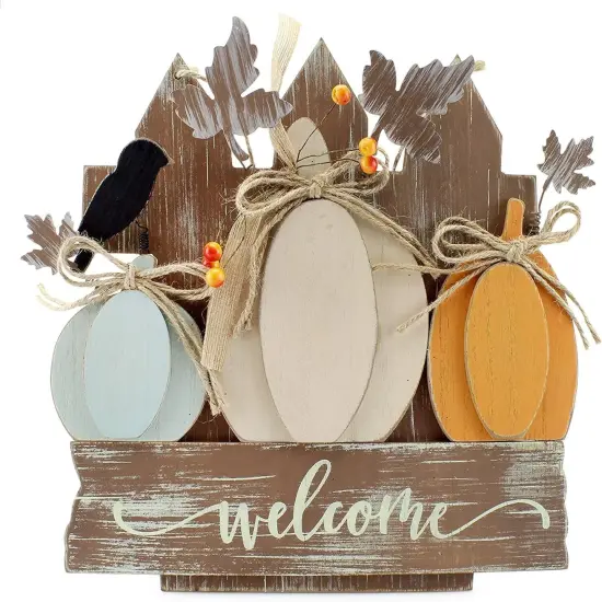 Farmhouse Fall Door Sign 12.5x12in Wooden Harvest Decor {1}