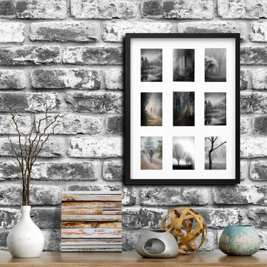 Black 9-Photo Frame, 18x24" Versatile Display with Mount & Safe Plastic Front Protection {3}