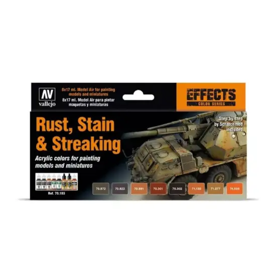 Model Color Effects Rust, Stains & Streaking Set | Modeling Acrylic Paints | 8 Bottles x 18 ml (0.60 fl.oz.) {2}