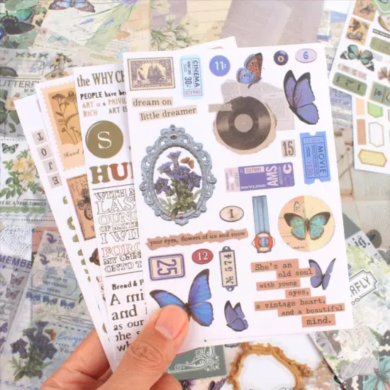 Aesthetic Scrapbook Kit with A6 Grid Notebook - Green Kit Butterfly {5}