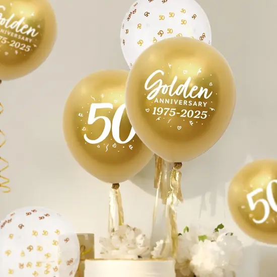 24pcs 50th Anniversary Decorations Balloons Gold 50th Wedding Anniversary {5}
