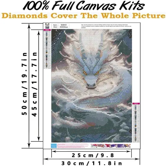12X20 Inch - White Dragon Diamond Painting Kits for Adults {2}