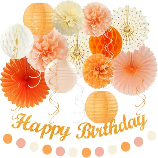 21pcs Autumn One Two Sweet Peach Happy Banner,Girls Groovy Paper {1}