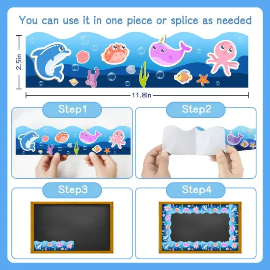 84Ft Classroom Borders for Bulletin Board Decoration, Ocean Theme Scalloped Trim {4}