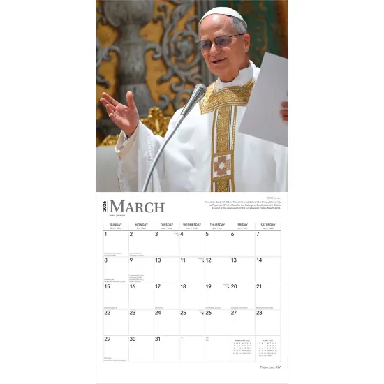 Pope Leo XIV | 2026 12 x 24 Inch (Hanging) Monthly Square Wall Calendar {3}