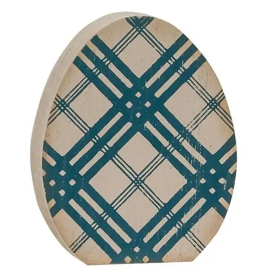 Set of 3 Wooden Egg Sitters with Plaid and Polka Dot Designs for Easter Decor {3}