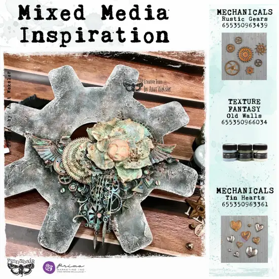 Finnabair Mechanicals Metal Embellishments-Tin Hearts 10/Pkg {4}