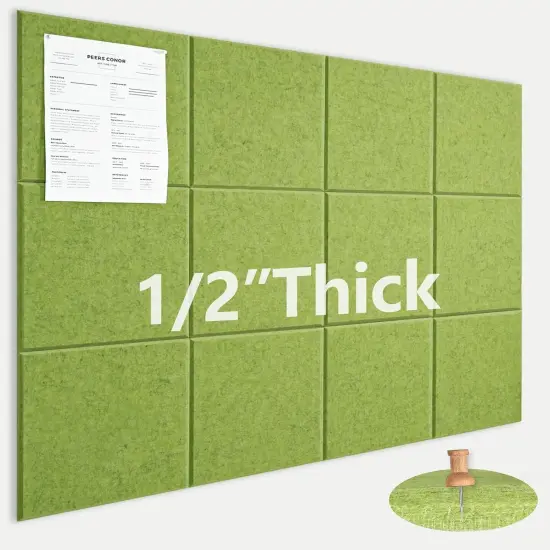 48"x36"-12 Pack Felt Wall Tiles with 35 Push Pins, Thicker 0.47in, Felt Bulletin Board {1}