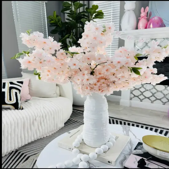 Sienna Cream Nude Blush Silk Cherry Blossom Flower 3 Branches Pack 40'' Inches Spring {4}