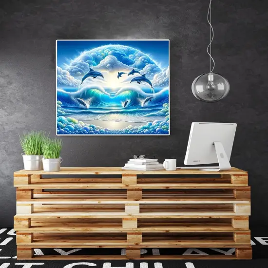 5D Dolphin Diamond Painting Kits 12x12 Inch {3}
