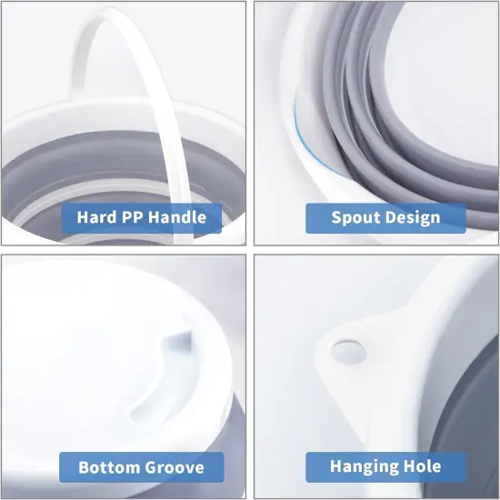 Bucket Folding Foldable Portable - Gray {3}