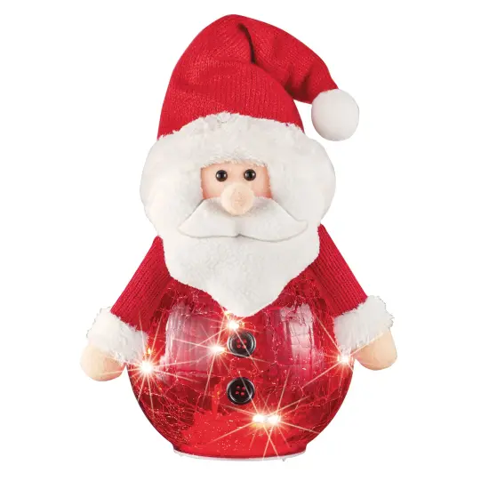 Collections Etc LED Lighted Crackled Glass Santa Claus Decoration {2}