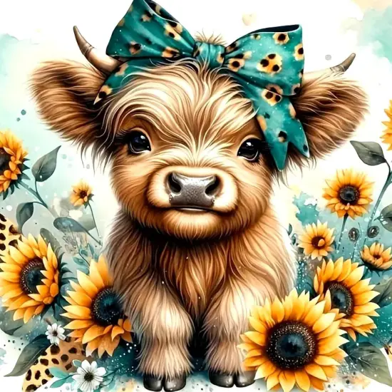 Diamond Painting Kits for Adults, 5D Cow and Flower Full Drill Diamond Art, DIY Highland Cow Diamond Art Kit Animal Gem Art for Home Wall Decor 12 X12 inch {1}