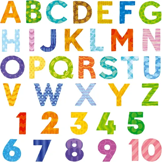 Uppercase Alphabet Letter Numbers Kids Wall Stickers {1}