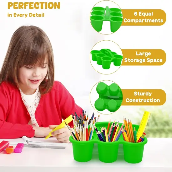 4E's Novelty 4 Pack Pencil Caddy for Classroom, Vibrant Classroom Caddy, Durable Table Drink Holder for School, Useful and Sturdy Schools Desk Bin, Colourful Supply Caddies for School for Various Use {6}
